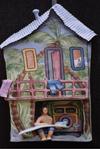 Wall Hanging Ceramic Sculpture of Surfer by Janet Bajorek