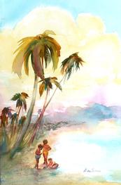 Painting of Hawaiian Beach by Linda Fullmer