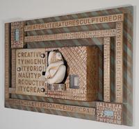 Wall Sculpture, wood and ceramic
