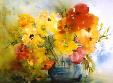 Ranunculas painting at Iguana Galleries