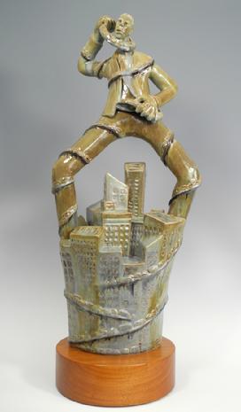 Traffic Tie Up Ceramic Sculpture by Janet Bajorek