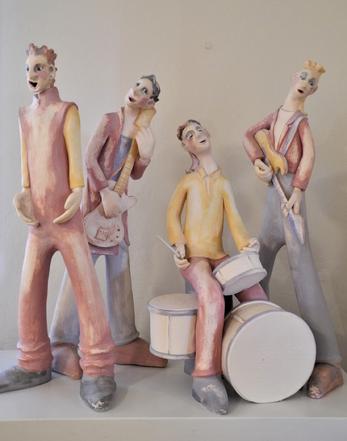Rock Band ceramic sculpture by Janet Bajorek
